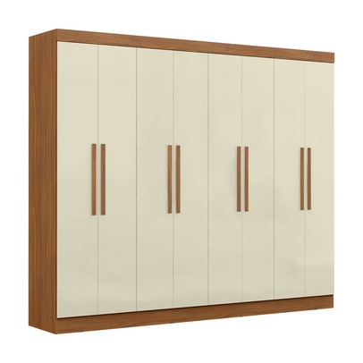 Guarda-Roupa Casal Monte 8 Portas 4 Gavetas 100% Mdf Cinamomo/Off White - Pnr Móveis