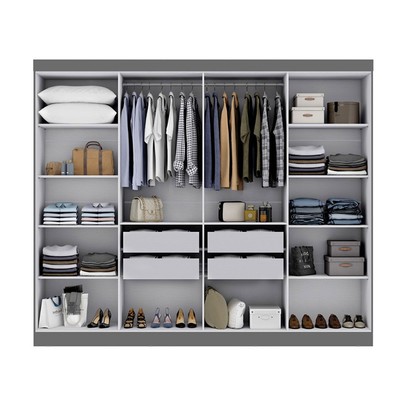 Guarda-Roupa Casal Monte 8 Portas 4 Gavetas 100% Mdf Onix - Pnr Móveis