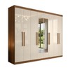 Guarda-Roupa Casal Monte 8 Portas 4 Gavetas 100% Mdf com Espelho Cinamomo/Off White - Pnr Móveis
