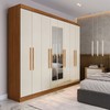Guarda-Roupa Casal Monte 8 Portas 4 Gavetas 100% Mdf com Espelho Cinamomo/Off White - Pnr Móveis