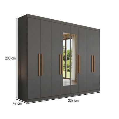 Guarda-Roupa Casal Monte 8 Portas 4 Gavetas 100% Mdf com Espelho Onix - Pnr Móveis