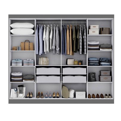 Guarda-Roupa Casal Monte 8 Portas 4 Gavetas 100% Mdf com Espelho Onix - Pnr Móveis