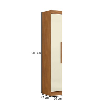 Guarda-Roupa Modulado Cecília 1 Porta Cinamomo/Off White - Pnr Móveis