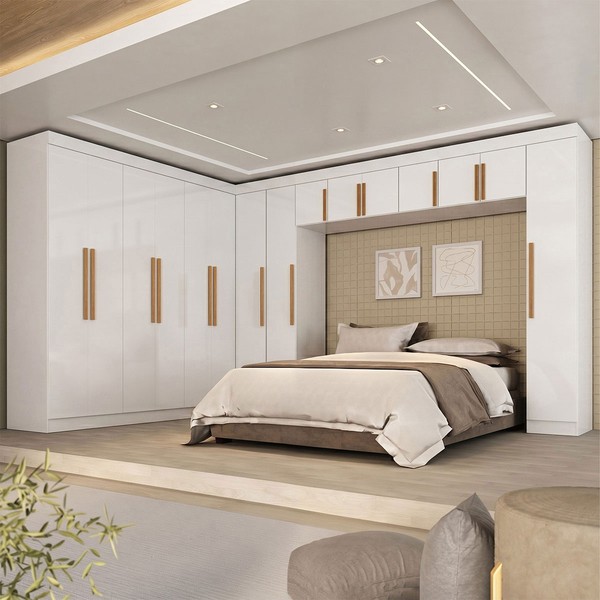 Guarda-Roupa Modulado Cecília 15 Portas 2 Gavetas Branco - Pnr Móveis