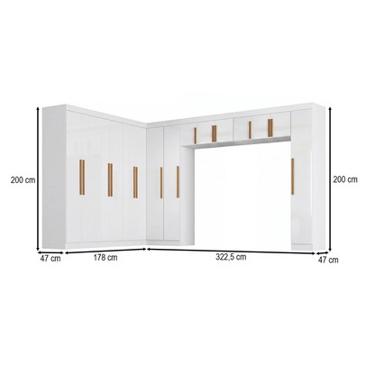 Guarda-Roupa Modulado Cecília 15 Portas 2 Gavetas Branco - Pnr Móveis