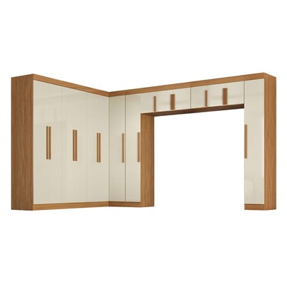 Guarda-Roupa Modulado Cecília 15 Portas 2 Gavetas Cinamomo/Off White - Pnr Móveis