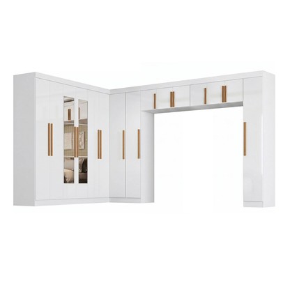Guarda-Roupa Modulado Cecília 15 Portas 2 Gavetas com Espelho Branco - Pnr Móveis