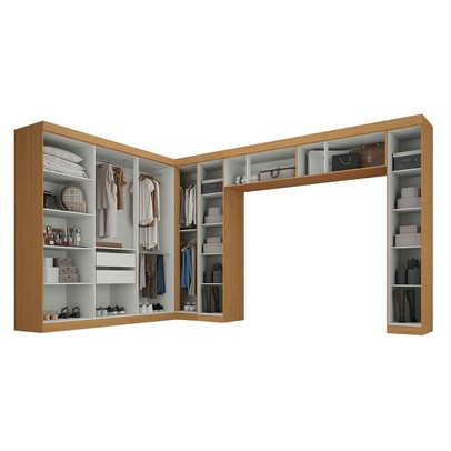 Guarda-Roupa Modulado Cecília 15 Portas 2 Gavetas com Espelho Cinamomo/Off White - Pnr Móveis