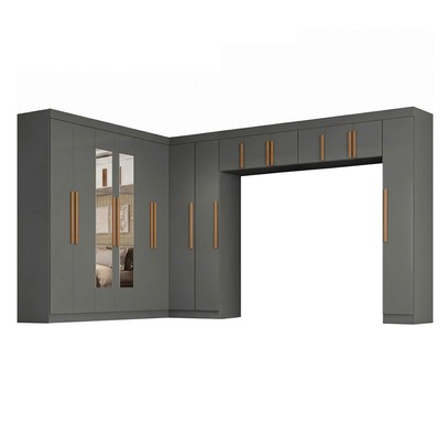 Guarda-Roupa Modulado Cecília 15 Portas 2 Gavetas com Espelho Onix - Pnr Móveis