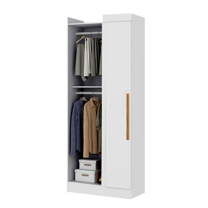 Guarda-Roupa Solteiro Modulado Cecília 1 Porta Branco - Pnr Móveis
