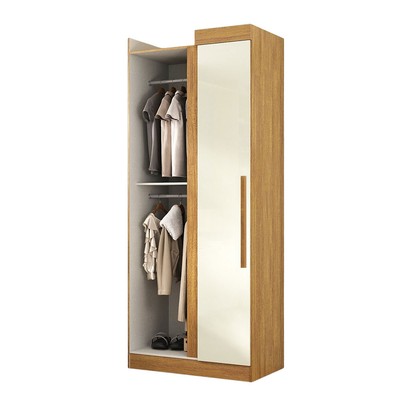 Guarda-Roupa Solteiro Modulado Cecília 1 Porta Cinamomo/Off White - Pnr Móveis