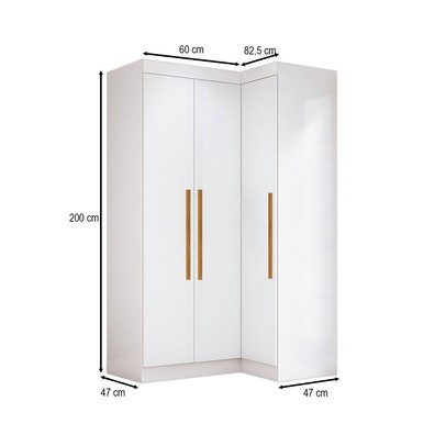 Guarda-Roupa Solteiro Modulado Cecília 3 Portas Branco - Pnr Móveis