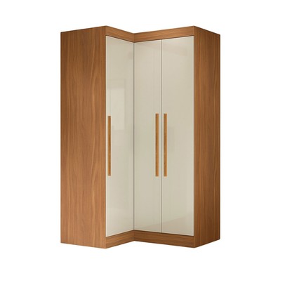 Guarda-Roupa Solteiro Modulado Cecília 3 Portas Cinamomo/Off White - Pnr Móveis