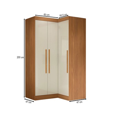 Guarda-Roupa Solteiro Modulado Cecília 3 Portas Cinamomo/Off White - Pnr Móveis
