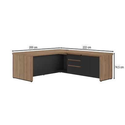 Mesa para Escritório Tamburato Supreme Ld Nogal/Preto - Artany
