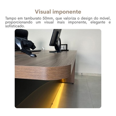 Mesa para Escritório Tamburato Supreme Ld Nogal/Preto - Artany