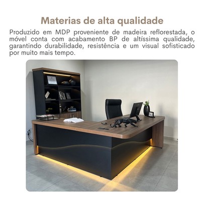 Mesa para Escritório Tamburato Supreme Ld Nogal/Preto - Artany