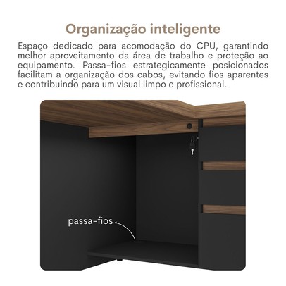 Mesa para Escritório Tamburato Supreme Ld Nogal/Preto - Artany