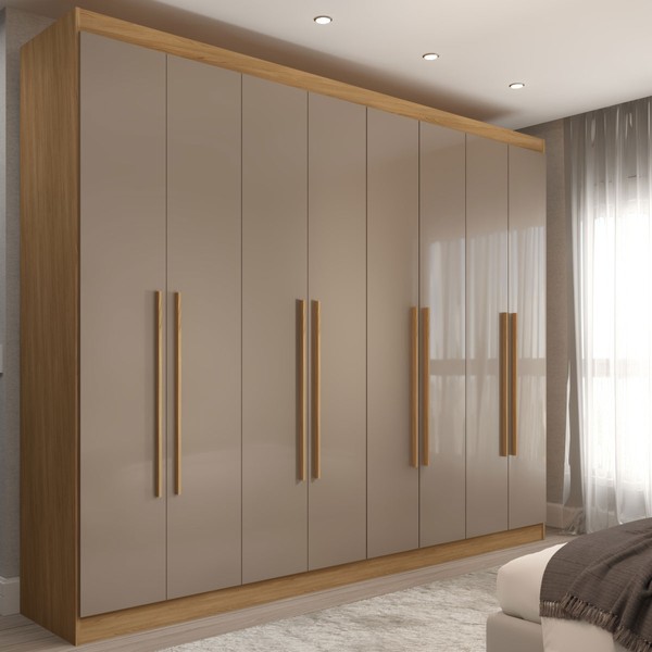 Guarda-Roupa Casal Ele e Ela 8 Portas 4 Gavetas 8 Prateleiras Cappuccino/Off White - Panorama Móveis