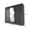 Guarda-Roupa Casal Circle 3 Portas 6 Gavetas com Espelho Preto - Panorama Móveis