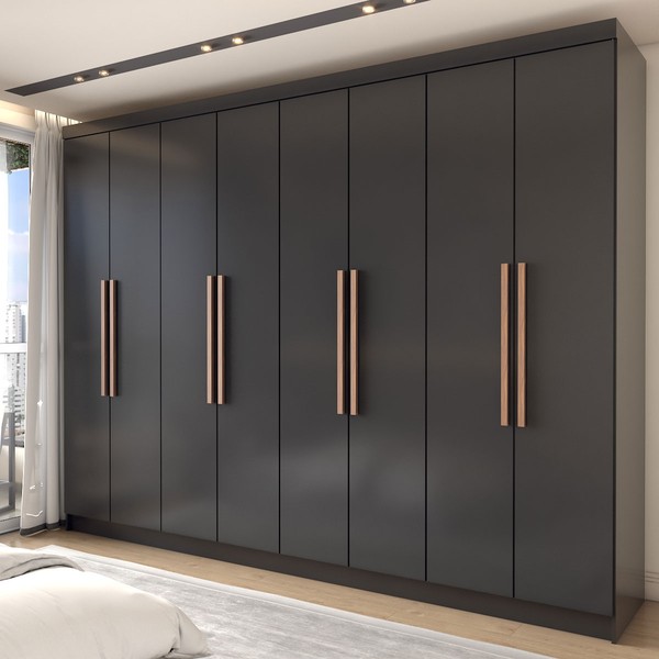 Guarda-Roupa Casal King 8 Portas 4 Gavetas 100% Mdf Onix - Panorama Móveis