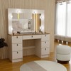 Penteadeira Camarim Taylor 7 Gavetas com Vidro Off White/Freijó - Panorama Móveis