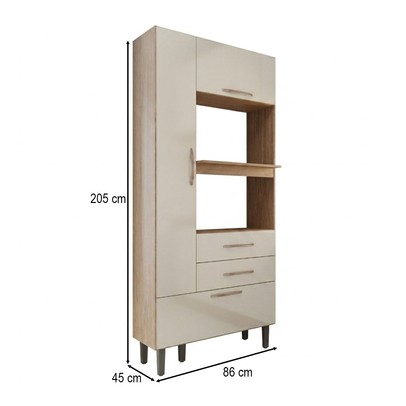 Torre Quente Gourmet 3 Portas 2 Gavetas Cinamomo/Off White - Panorama Móveis