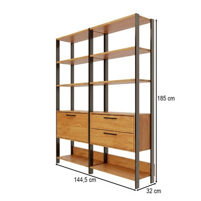 Estante para Livros Lume 1 Porta 2 Gavetas 100% Mdf Freijó/Preto Fosco - Panorama Móveis
