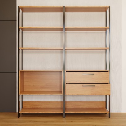 Estante para Livros Lume 1 Porta 2 Gavetas 100% Mdf Freijó/Preto Fosco - Panorama Móveis