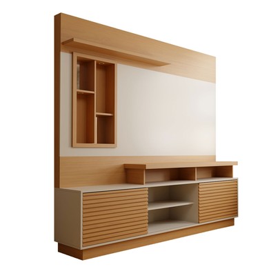 Estante para TV Até 60 Polegadas Cine 2 Portas com Led Nature/Off White - Panorama Móveis