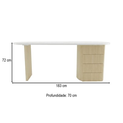 Mesa para Escritório Look 4 Gavetas Branco/Carvalho - Panorama Móveis