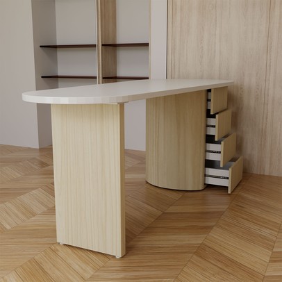 Mesa para Escritório Look 4 Gavetas Branco/Carvalho - Panorama Móveis