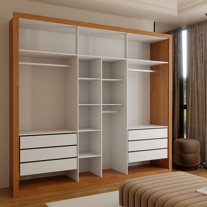 Closet Casal Aura 6 Gavetas Cinamomo - Panorama Móveis