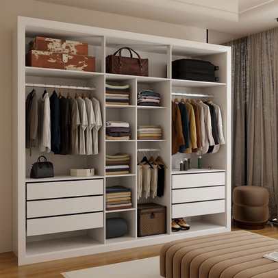 Closet Casal Aura 6 Gavetas Branco - Panorama Móveis
