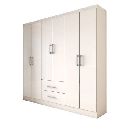Guarda-Roupa Casal Australia 6 Portas 2 Gavetas Branco - Panorama Móveis