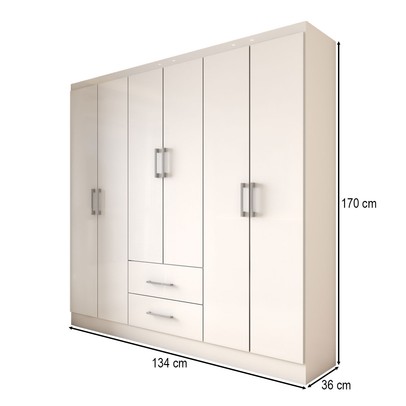 Guarda-Roupa Casal Australia 6 Portas 2 Gavetas Branco - Panorama Móveis