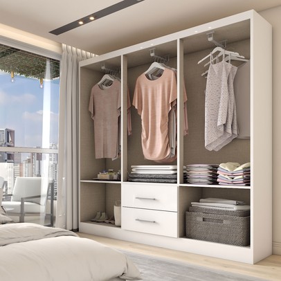 Guarda-Roupa Casal Australia 6 Portas 2 Gavetas Branco - Panorama Móveis