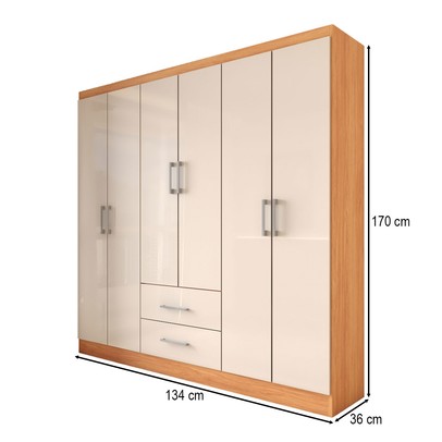 Guarda-Roupa Casal Australia 6 Portas 2 Gavetas Cinamomo/Off White - Panorama Móveis