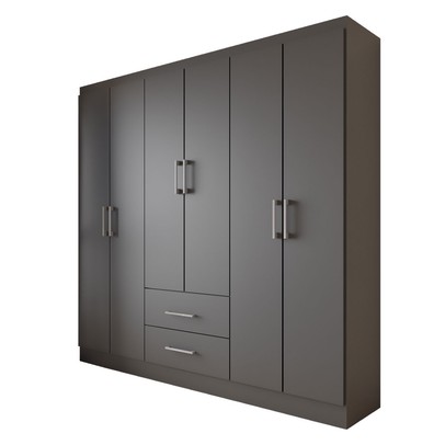 Guarda-Roupa Casal Australia 6 Portas 2 Gavetas Preto - Panorama Móveis