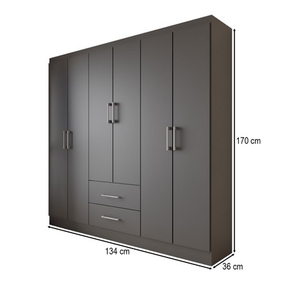 Guarda-Roupa Casal Australia 6 Portas 2 Gavetas Preto - Panorama Móveis