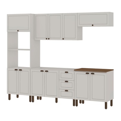 Cozinha Completa Conecta Frizz 11 Portas 3 Gavetas com Pés Cm0123 Branco - Genialflex