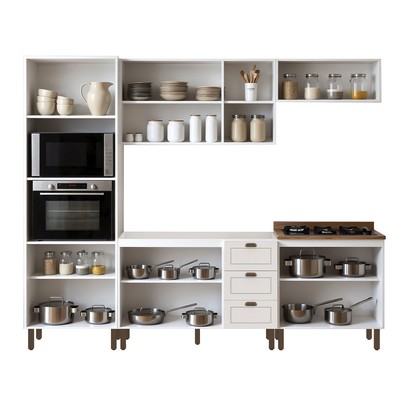 Cozinha Completa Conecta Frizz 11 Portas 3 Gavetas com Pés Cm0123 Branco - Genialflex