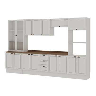 Cozinha Completa Conecta Frizz 15 Portas 3 Gavetas com Vidro Branco - Genialflex