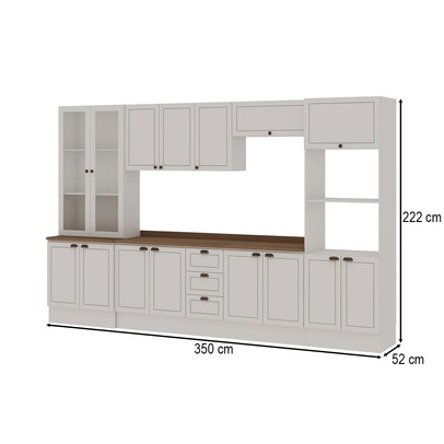 Cozinha Completa Conecta Frizz 15 Portas 3 Gavetas com Vidro Branco - Genialflex
