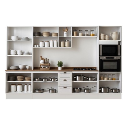 Cozinha Completa Conecta Frizz 15 Portas 3 Gavetas com Vidro Branco - Genialflex