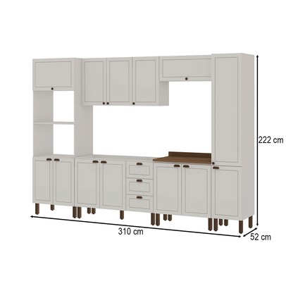Cozinha Completa Conecta Frizz 13 Portas 3 Gavetas com Pés Cm0125 Branco - Genialflex