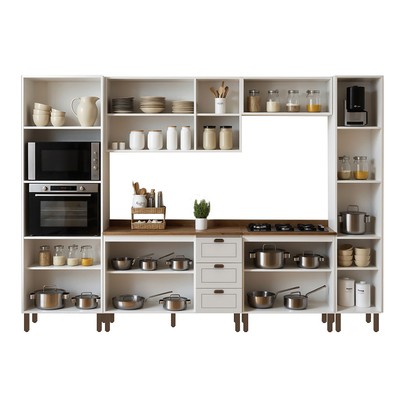 Cozinha Completa Conecta Frizz 13 Portas 3 Gavetas com Pés Branco - Genialflex