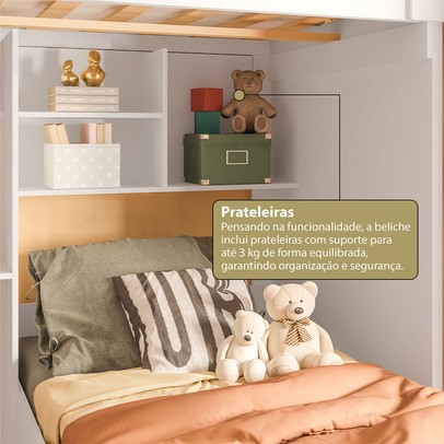 Beliche Pisa com Escrivaninha e Escada Branco - Pnr Móveis
