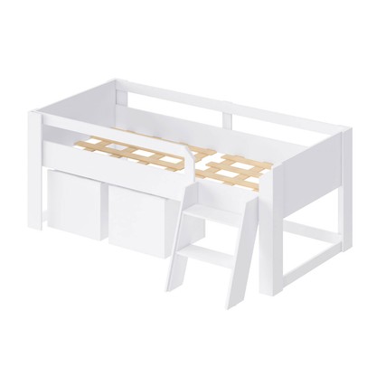 Cama Infantil Yuuk 2 Baús com Escada Branco - Pnr Móveis
