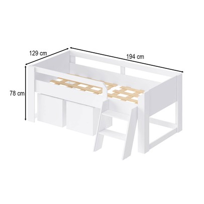 Cama Infantil Yuuk 2 Baús com Escada Branco - Pnr Móveis